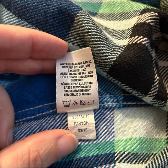 Aeropostale blue plaid long sleeve button down flannel shirt size M hipster - Picture 5 of 7